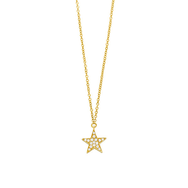 Halskette Stern mit Diamanten, 18 Karat Gelbgold