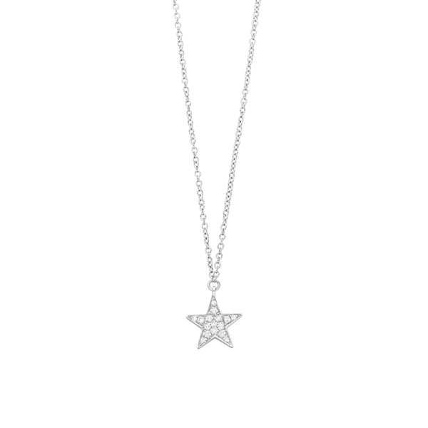 Halskette Stern mit Diamanten, 18 Karat Wei�gold