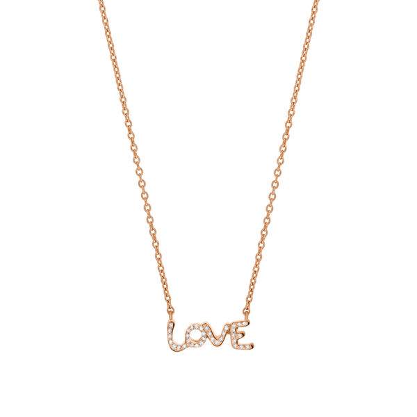 Halskette TINY LOVE mit Diamanten, 14 Karat Rosegold