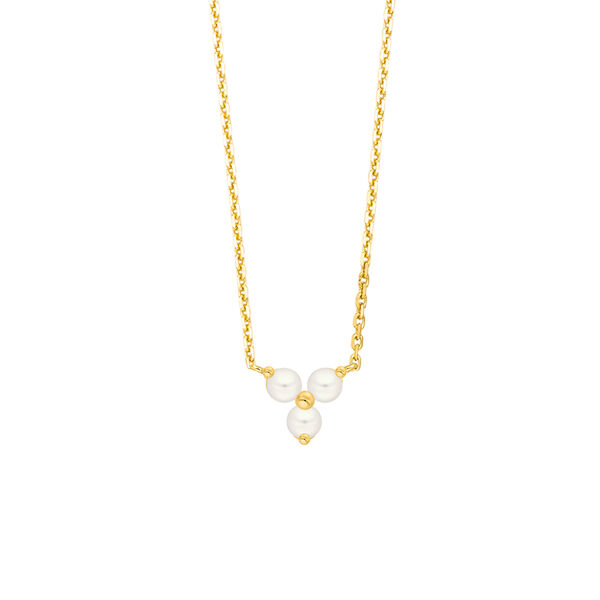 Halskette Three Pearls, 18 Karat Gelbgold vergoldet