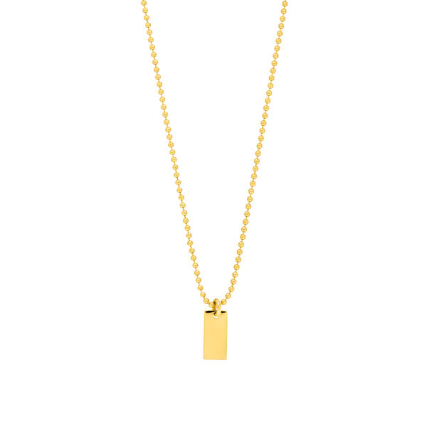 Halskette Tiny Dog Tag, 14 K Gelbgold