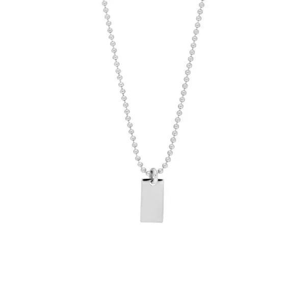 Leaf Jewelry Halskette Tiny Dog Tag, 14 K Weißgold