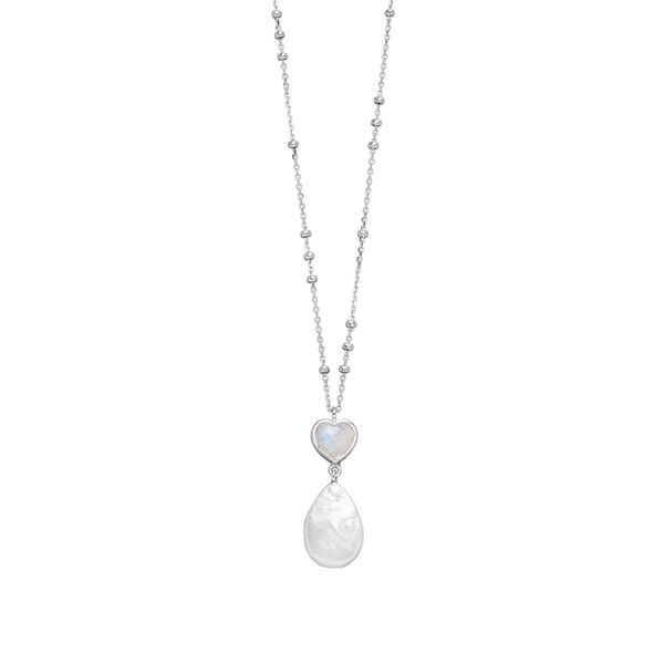 Halskette VALENTINE PEARLS, Mondstein, 925 Sterlingsilber