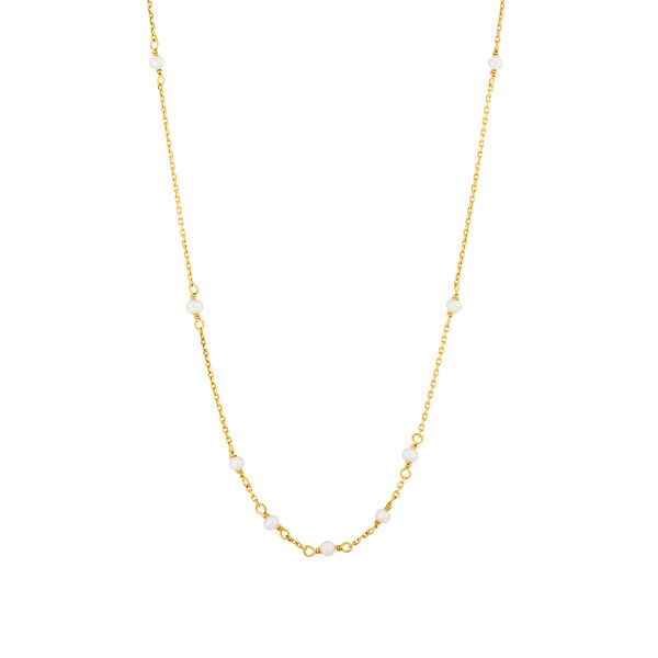 Halskette White Pearls, 14 Karat Gelbgold