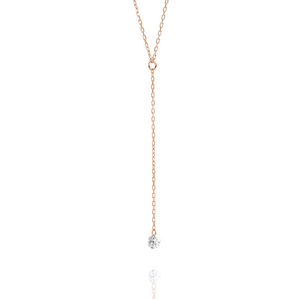 Halskette Y-Pure Diamant, 18K Rosegold