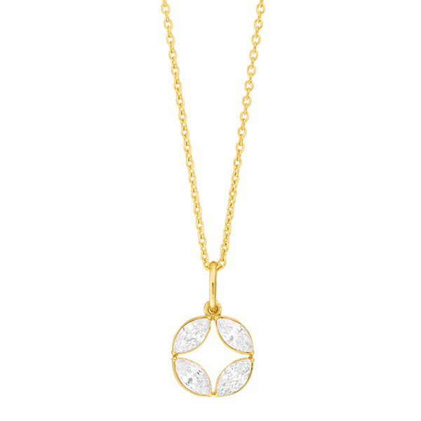 Halskette Zirkonia Flower, 18 K Gellbgold vergoldet