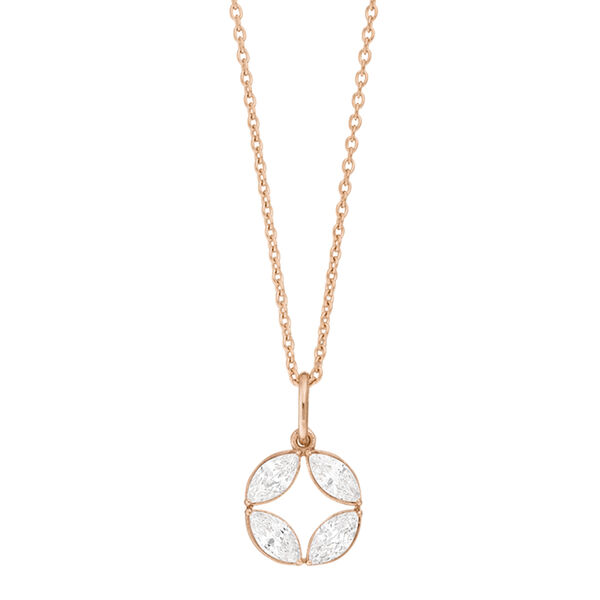 Halskette Zirkonia Flower, 18 K Rosegold vergoldet