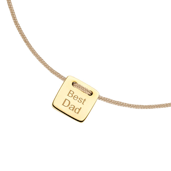 Herren Armband BEST DAD, 14 Karat Gelbgold, Beige