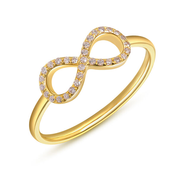 Infinityring mit Diamanten, 18 Karat Gelbgold