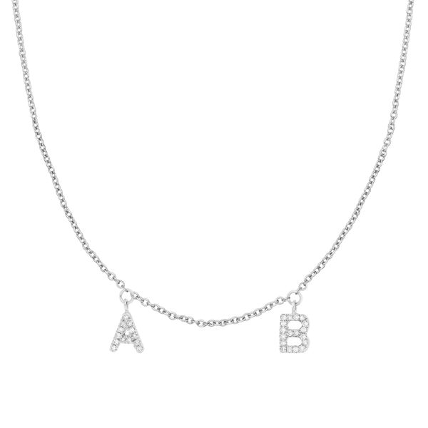 Initialen-Halskette mit 2 Anhngern, 45 cm, 14 Karat Weigold