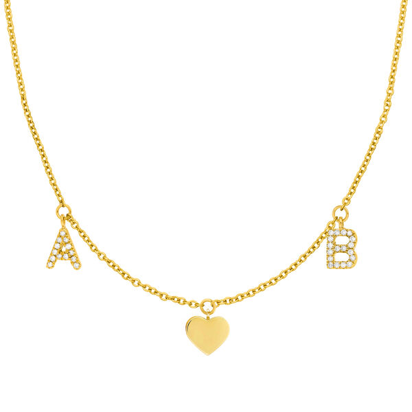 Initialen-Halskette mit 2 Buchstaben & Wunschanh�nger, 14 Karat Gelbgold