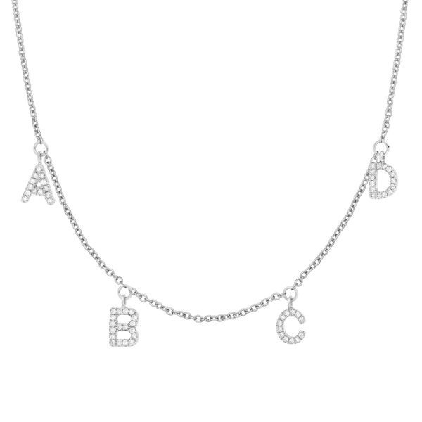 Initialen-Halskette mit 4 Anhngern, 45 cm, 14 Karat Weigold