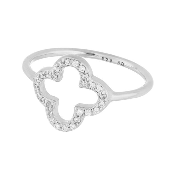 Kleeblatt Ring mit Zirkonia, 925 Sterlingsilber, Gr.50