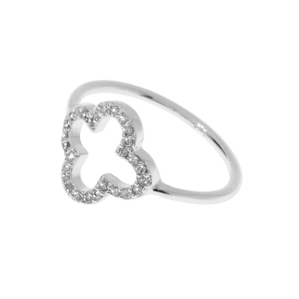 Kleeblatt Ring mit Zirkonia, 925 Sterlingsilber, Gr.50