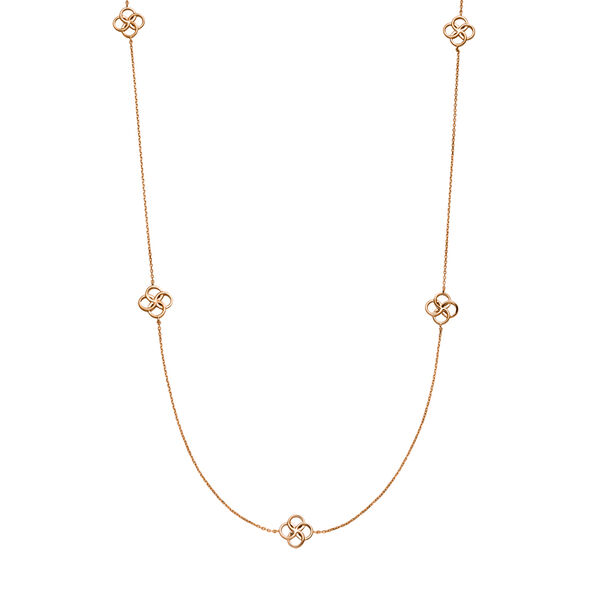 Lange Halskette Clover Charm, 18 K Rosegold vergoldet