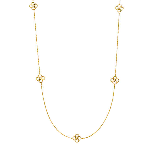 Lange Halskette Clover Charm, 18 Karat Gelbgold vergoldet
