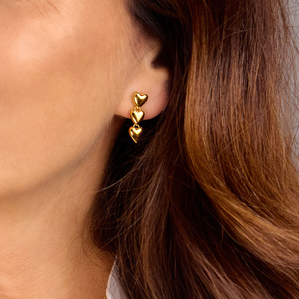 Ohrstecker Three Hearts, 18 K Gelbgold vergoldet Bild 4