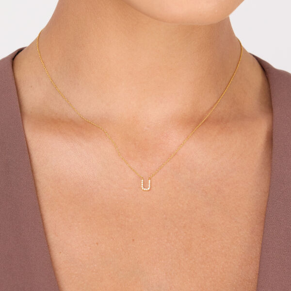 Halskette Letter U, 14 K Rosegold mit Diamanten Bild 2