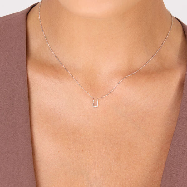 Halskette Letter U, 14 K Rosegold mit Diamanten Bild 3