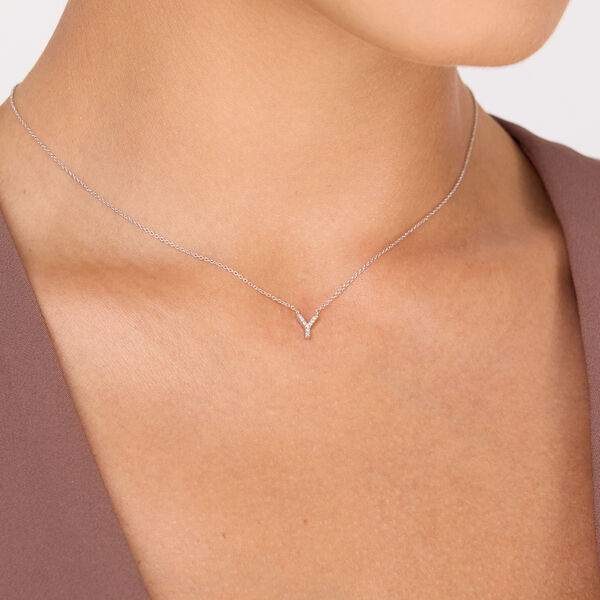 Halskette Letter Y, 14 K Rosegold mit Diamanten Bild 2