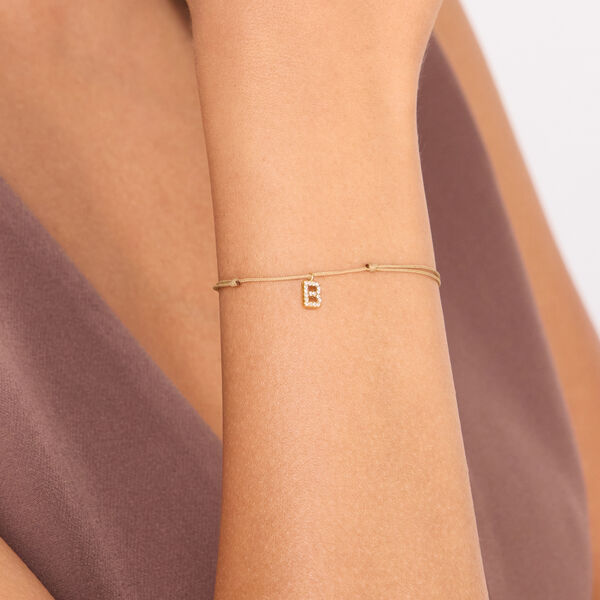 Freundschaftsarmband mit Letter Charm, 14 Karat Gelbgold mit Diamanten Bild 2