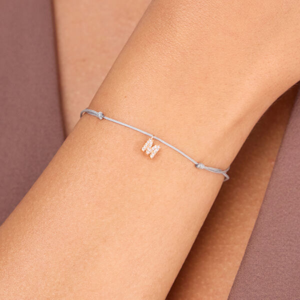 Freundschaftsarmband mit Letter Charm, 14 Karat Rosegold mit Diamanten Bild 2