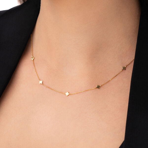 Halskette MINI Clover, 14 Karat Gelbgold Bild 2