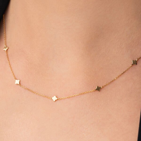 Halskette MINI Clover, 14 Karat Gelbgold Bild 4