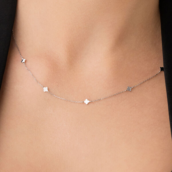 Halskette MINI Clover, 14 Karat Wei�gold Bild 4