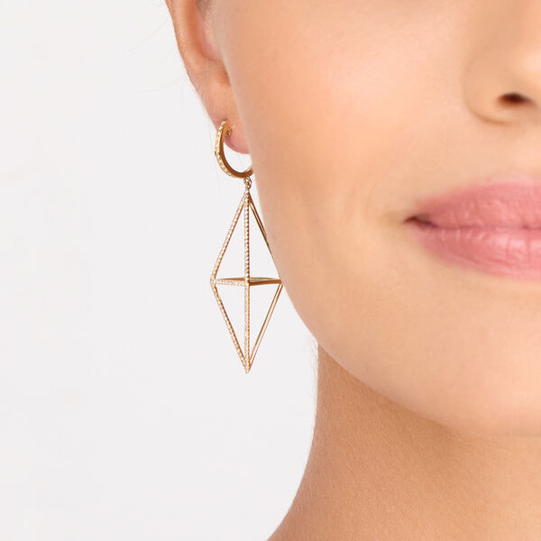 Ohrringe Trapez mit Diamanten, 18 Karat Gelbgold Bild 2