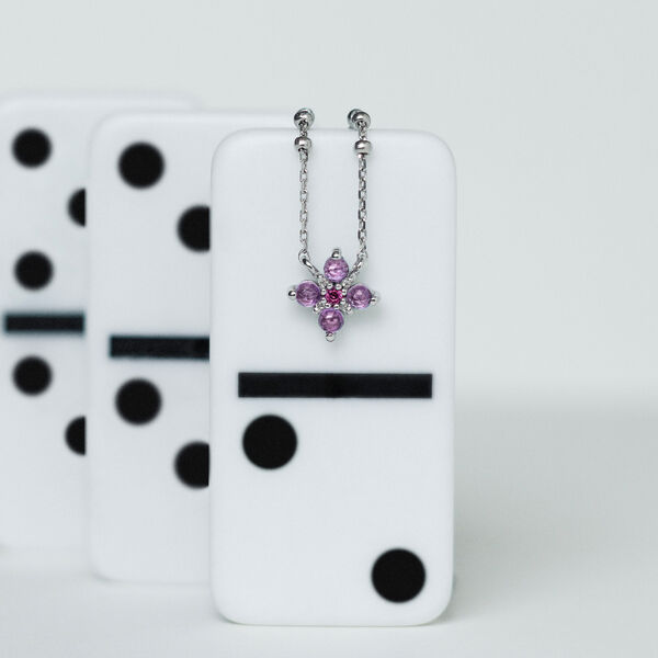 Halskette BLOOM, Amethyst/Rhodolith, 18 Karat Gelbgold vergoldet Bild 5