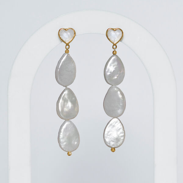 Ohrstecker VALENTINE PEARLS, lang, 18 Karat Gelbgold vergoldet Bild 5