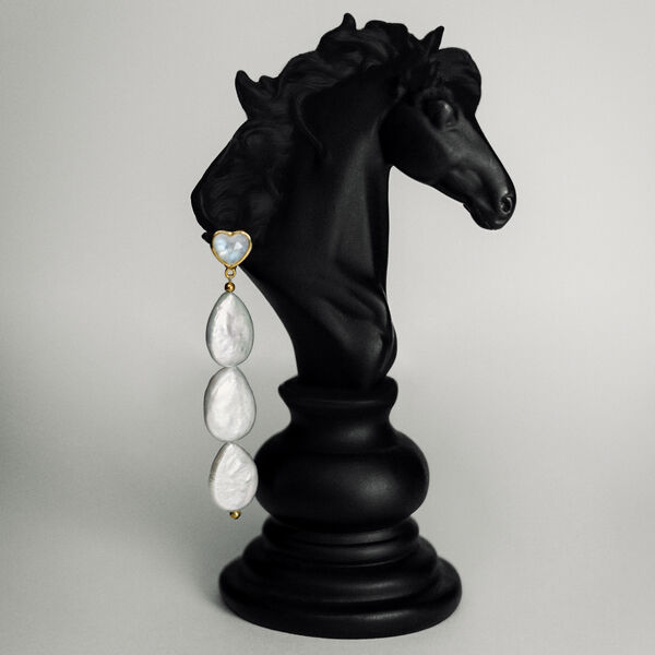 Ohrstecker VALENTINE PEARLS, lang, 18 Karat Gelbgold vergoldet 