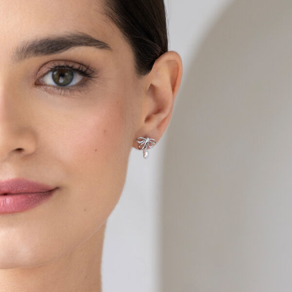 Ohrstecker PEARL BOW, 18 K Rosegold vergoldet 