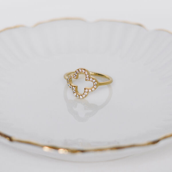 Kleeblatt Ring mit Zirkonia, 18 Karat Gelbgold vergoldet Bild 4