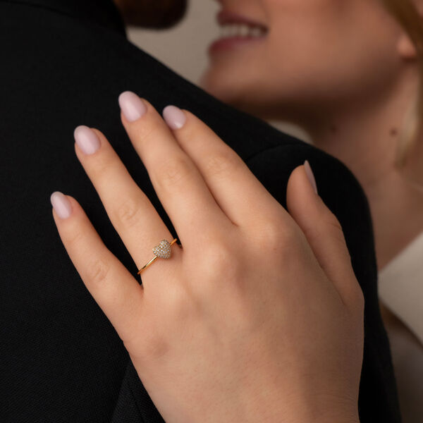 Ring Herz Full mit Diamanten, 18 Karat Gelbgold Bild 4