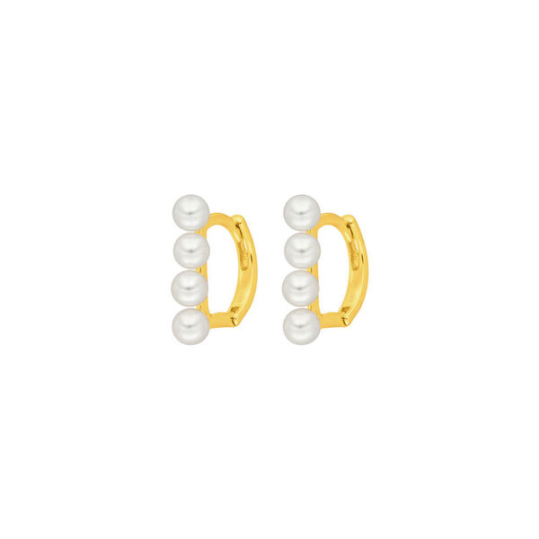 Mini-Klappcreole Pearls, 18 K Gelbgold vergoldet