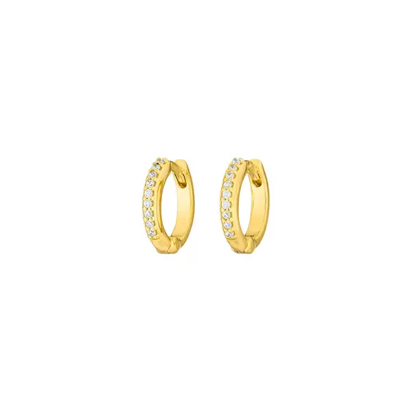 Leaf Jewelry Mini-Klappcreolen mit Zirkonia, 18 K Gelbgold vergoldet