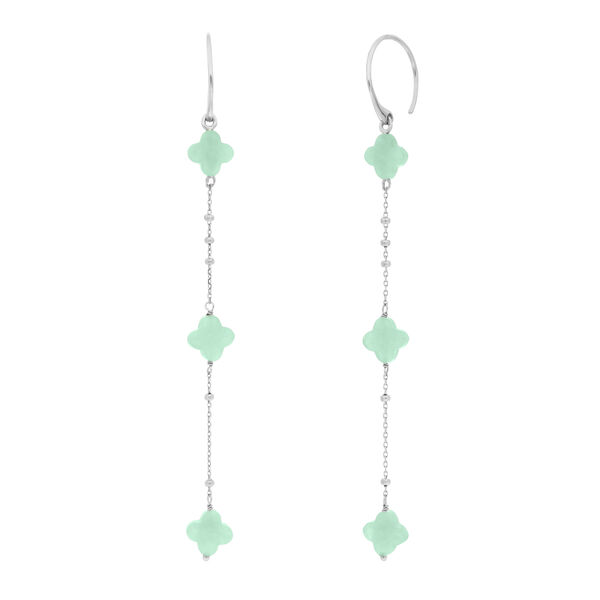 Ohrh�nger Clover Gem, lang, Amazonit, 925 Sterlingsilber