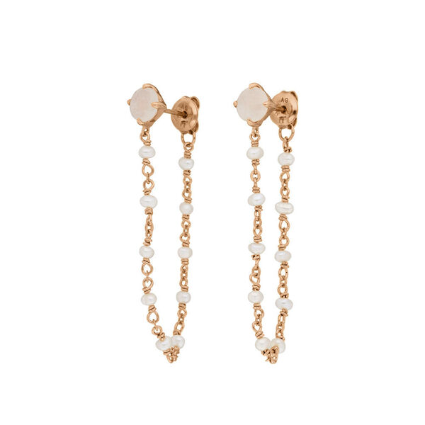 Ohrhnger Flying Gem, Perle/Rosenquarz, 18 K Rosegold vergoldet