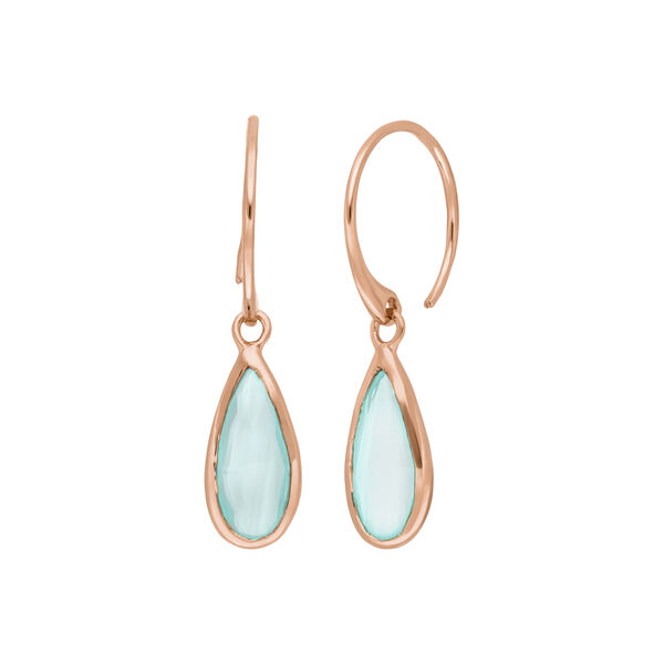 Ohrhnger Gem Drop, Aqua Chalzedon, 18 K Rosegold vergoldet