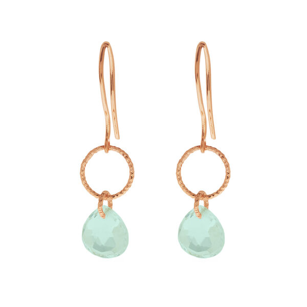 Ohrhnger Heart Stone, 18 K Rosegold vergoldet, Aqua Chalzedon