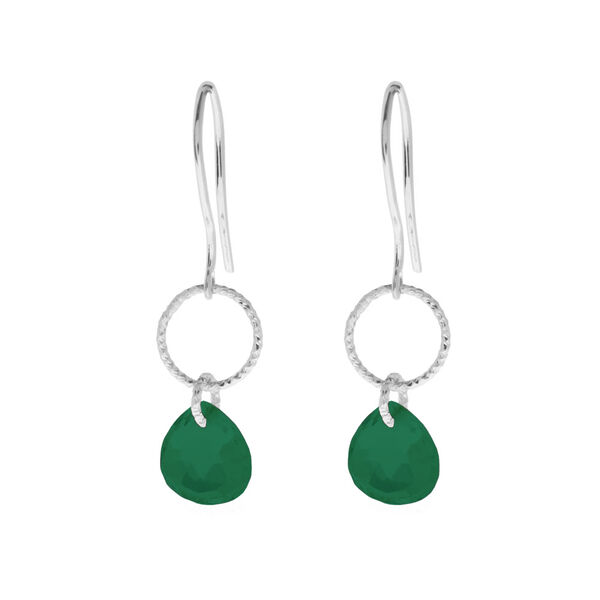 Ohrhnger Heart Stone, 925 Sterlingsilber, Grner Achat