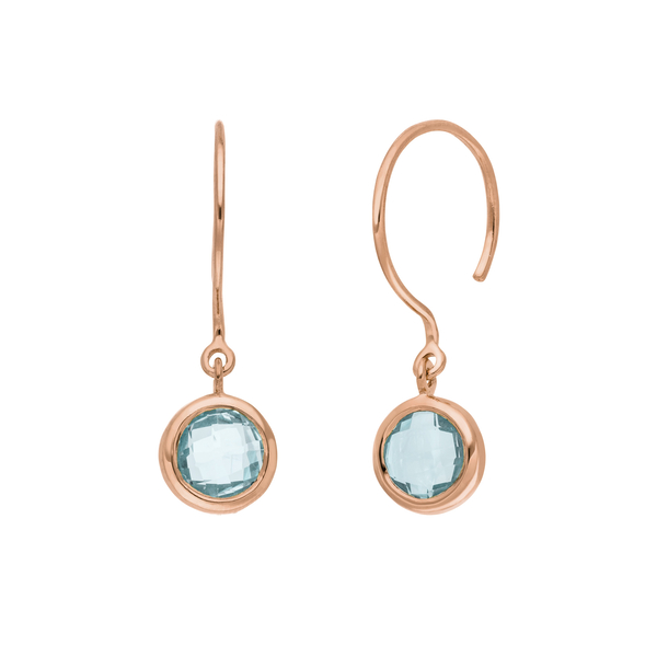 Leaf Jewelry Ohrhänger Solitär, Blauer Topaz, 18 K Rosegold vergoldet