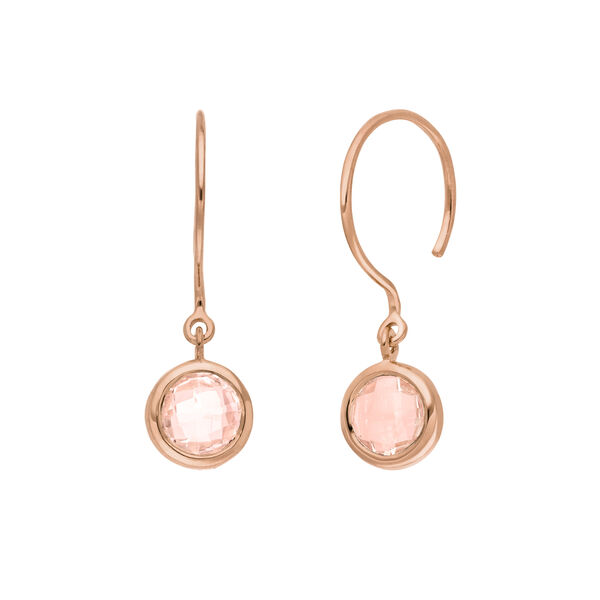 Ohrhnger Solitr, Rosenquarz, 18 K Rosegold vergoldet