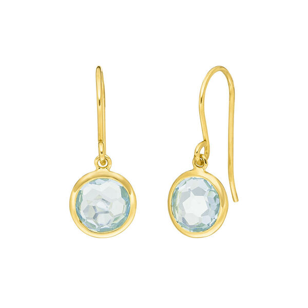 Ohrringe Blauer Topas, 14 K Gelbgold