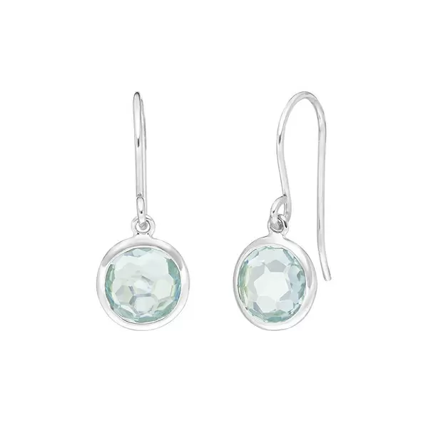 Leaf Jewelry Ohrringe Blauer Topas, 14 K Weißgold