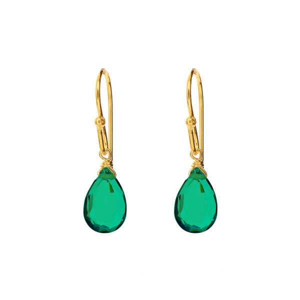 Ohrringe Tropfen, 18 K Gelbgold vergoldet, Grner Achat