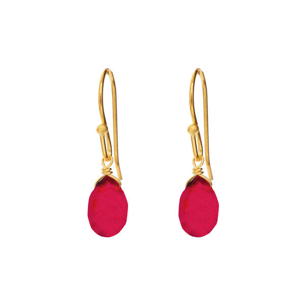 Ohrringe Tropfen, 18 K Gelbgold vergoldet, Rubin