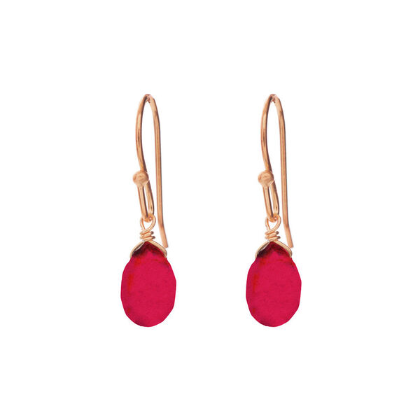 Ohrringe Tropfen, 18 K Rosegold vergoldet, Rubin